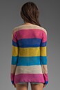 view 2 of 4 Linen Cotton Mesh Stripe Long Sleeve V-Neck Box Tee in Mirage