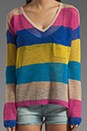 view 3 of 4 Linen Cotton Mesh Stripe Long Sleeve V-Neck Box Tee in Mirage