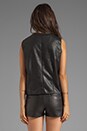 view 5 of 6 Faux Rabbit Reversible Moto Vest in Black