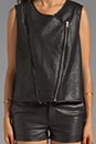 view 6 of 6 Faux Rabbit Reversible Moto Vest in Black