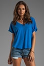 view 1 of 4 Cap Sleeve Double V-Neck Tee in French Blue