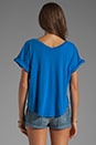view 2 of 4 Cap Sleeve Double V-Neck Tee in French Blue