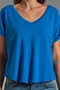 view 3 of 4 Cap Sleeve Double V-Neck Tee in French Blue