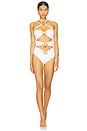 view 1 of 5 Diamond Orchid Cut Out One Piece Swimsuit in Pearl