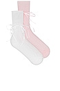 view 1 of 2 Prep Ribbon Sock Set in Pink & Ivory