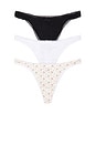 view 1 of 6 THE 3 PACK THONG 3팩 끈 팬티 in Black, White, & English Rose