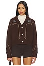 view 1 of 5 Cashmere Western Cardigan in Chocolate Multi