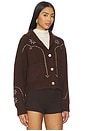 view 2 of 5 Cashmere Western Cardigan in Chocolate Multi