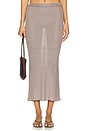 view 1 of 6 Micro Stripe Rib Skirt in Chocolate Stripe
