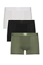 view 1 of 3 3 X Boxer Trunks in Black, White, & Sage