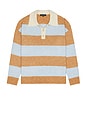 view 1 of 4 Striped Rugby Polo Sweater in Blue & Oat