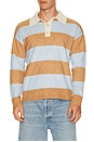 view 3 of 4 Striped Rugby Polo Sweater in Blue & Oat