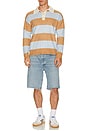 view 4 of 4 Striped Rugby Polo Sweater in Blue & Oat