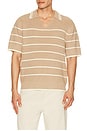 view 1 of 4 Bradley French Stripe Short Sleeve Polo in Mushroom