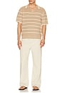 view 3 of 4 Bradley French Stripe Short Sleeve Polo in Mushroom