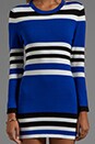 view 5 of 6 Casper Long Sleeve Striped Body Con en Cobalt/White/Black in Cobalt & White & Black