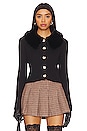 view 1 of 4 Delilah Faux Fur Collar Cardigan in Black