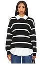 view 1 of 4 Tessa Crewneck Twofer in Black Stripe