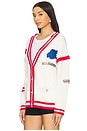 view 3 of 5 Varsity Patch V Neck Cardigan in Red Multi