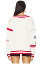 view 4 of 5 Varsity Patch V Neck Cardigan in Red Multi