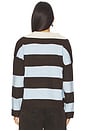 view 3 of 4 Striped Rugby Sweater in Baby Blue & Chocolate