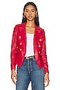 view 1 of 5 Hayes Vegan Leather Blazer in Cherry