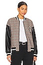 view 1 of 6 Dallas Faux Leather Patch Bomber in Houndstooth