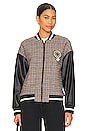 view 2 of 6 Dallas Faux Leather Patch Bomber in Houndstooth