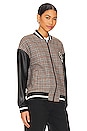 view 3 of 6 Dallas Faux Leather Patch Bomber in Houndstooth