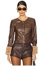 view 1 of 4 Nola Fur Cuff Lady Jacket in Chocolate