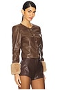 view 2 of 4 Nola Fur Cuff Lady Jacket in Chocolate