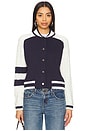 view 2 of 5 CABLE SLEEVE KNIT 보머 in Navy