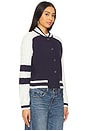 view 3 of 5 CABLE SLEEVE KNIT 보머 in Navy