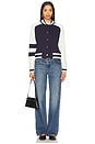 view 5 of 5 CABLE SLEEVE KNIT 보머 in Navy