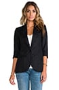 view 2 of 6 Durham Linen Elbow Sleeve Blazer in Black
