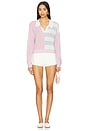view 5 of 5 Colorblock Cropped Stripe Polo in Pink Multi