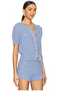 view 2 of 5 Seed Stitch Short Sleeve Cardigan in Blue