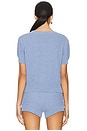 view 3 of 5 Seed Stitch Short Sleeve Cardigan in Blue