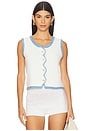 view 1 of 4 Rose Scallop Edge Tank in Ivory & Denim