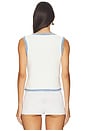 view 3 of 4 Rose Scallop Edge Tank in Ivory & Denim
