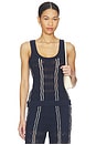 view 1 of 4 Amber Squiggle Stitch Tank in Navy