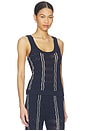 view 2 of 4 Amber Squiggle Stitch Tank in Navy