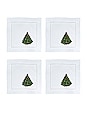 view 1 of 2 SERVIETTES CHEFANIE CHRISTMAS TREE COCKTAIL NAPKINS SET OF 4 in 