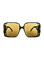 view 1 of 3 LUNETTES DE SOLEIL THE PANDA SQUARE in Shiny Opal Green & Brown
