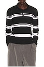 view 1 of 5 Petitot Striped Long Sleeve Knit Polo in Black & Nocturne & Noir