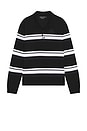 view 5 of 5 Petitot Striped Long Sleeve Knit Polo in Black & Nocturne & Noir