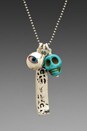 view 2 of 5 Skull Charm Necklace in Turquoise Mix