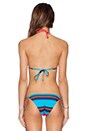 view 3 of 3 Charlie Triangle Bikini Top in Turquoise & Coral Stripe