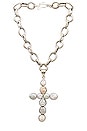 view 1 of 2 Cordelia Pearl Cross Necklace in Silver & Pearl