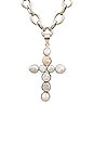 view 2 of 2 Cordelia Pearl Cross Necklace in Silver & Pearl